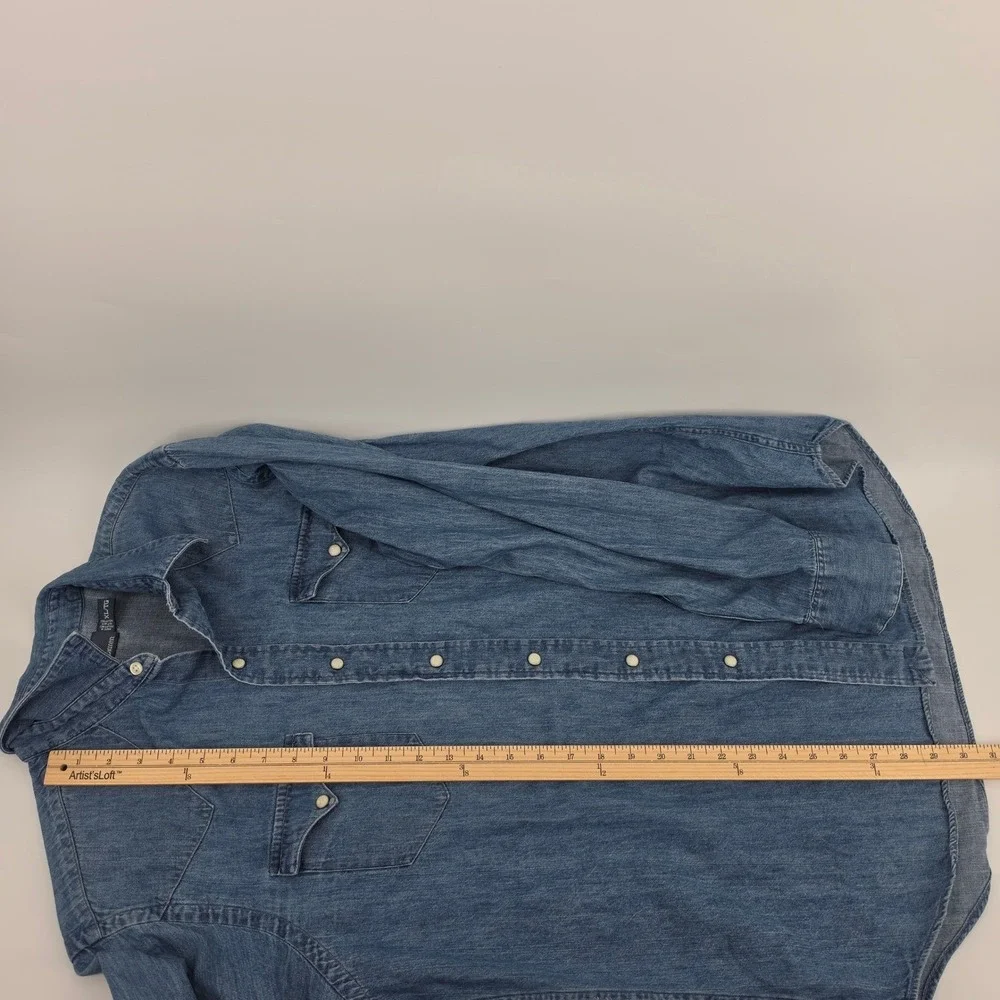 Polo Ralph Lauren Mens Denim Western Pearl Snap Shirt Size XL Long Sleeve